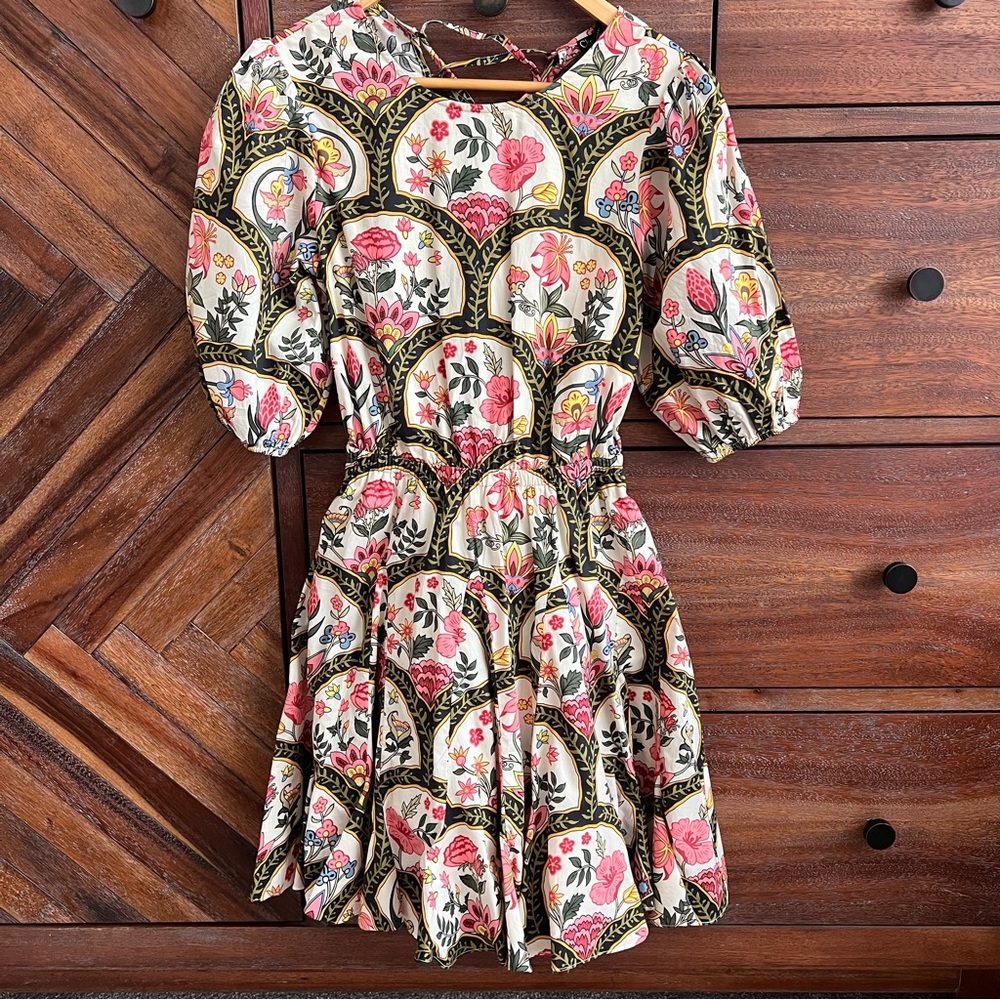 Christian Lacroix Floral Mini Dress - Pink, Red, Black, White